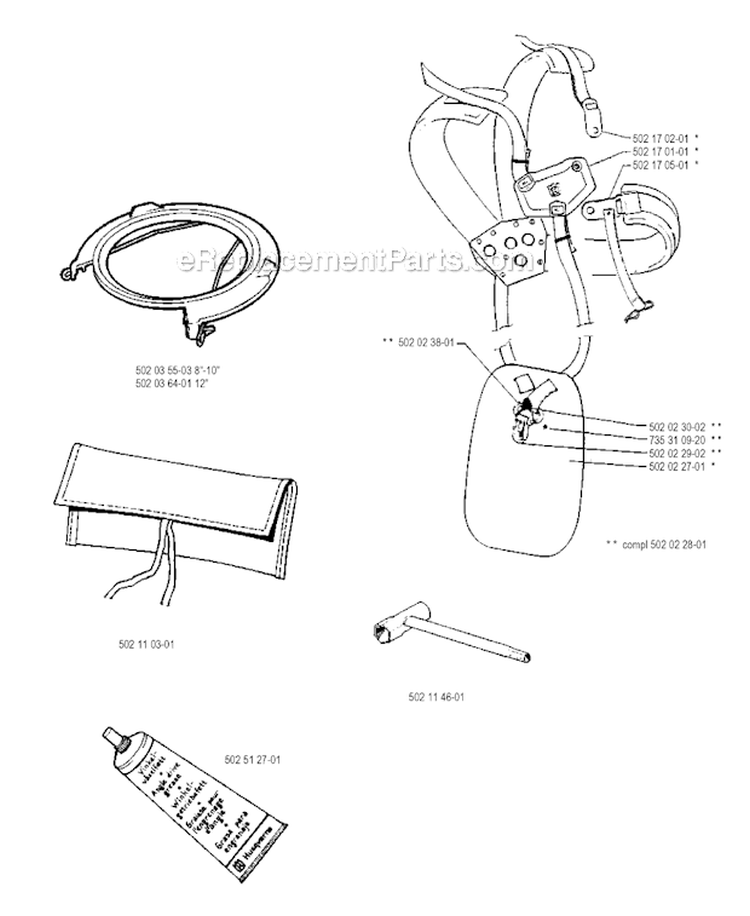 Accessories Diagram and Parts List for 245RX 1990-01 Husqvarna Brush Cutter