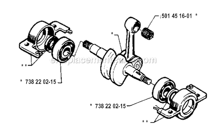 Crankshaft Diagram and Parts List for 245RX 1994-04 Husqvarna Brush Cutter