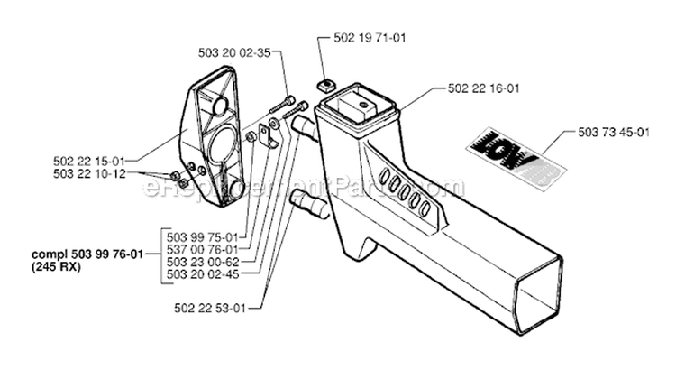 Tower Diagram and Parts List for 245RX 1998-10 Husqvarna Brush Cutter
