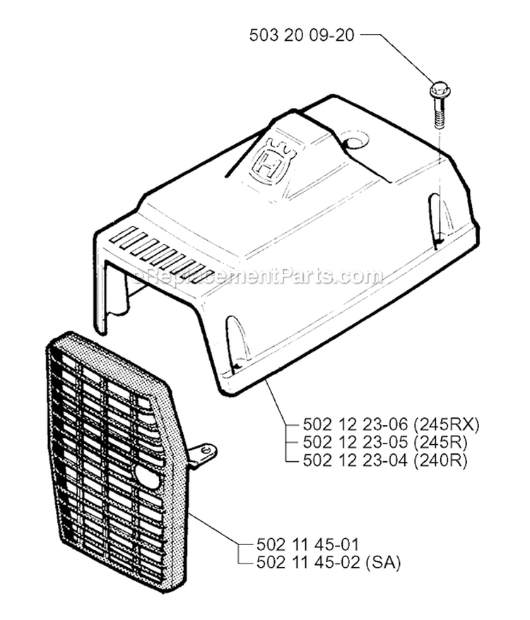Cylinder Cover Diagram and Parts List for 245RX 1998-10 Husqvarna Brush Cutter