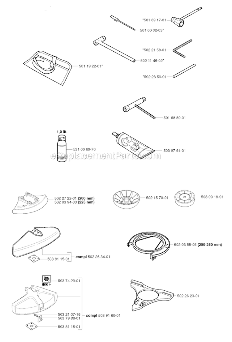 Accessories Diagram and Parts List for 245RX 2002-08 Husqvarna Brush Cutter