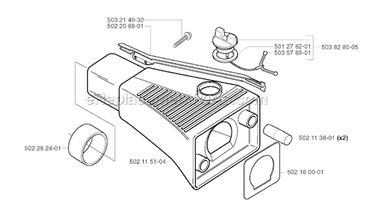 Fuel Tank Diagram and Parts List for 245RX 2002-08 Husqvarna Brush Cutter