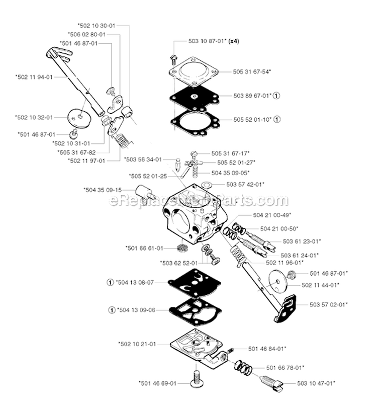 Carburetor Details (Walbro Wt 99) Diagram and Parts List for 245RX 2002-08 Husqvarna Brush Cutter