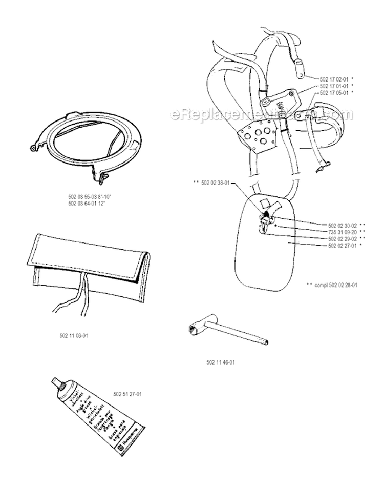 Accessories Diagram and Parts List for 245R 1990-01 Husqvarna Brush Cutter