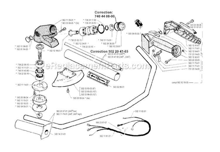 Bevel Gear  Shaft Diagram and Parts List for 245R 1990-01 Husqvarna Brush Cutter