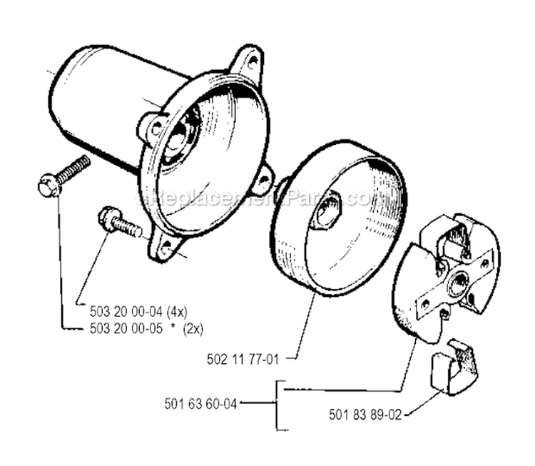 Clutch Diagram and Parts List for 245R 1990-01 Husqvarna Brush Cutter