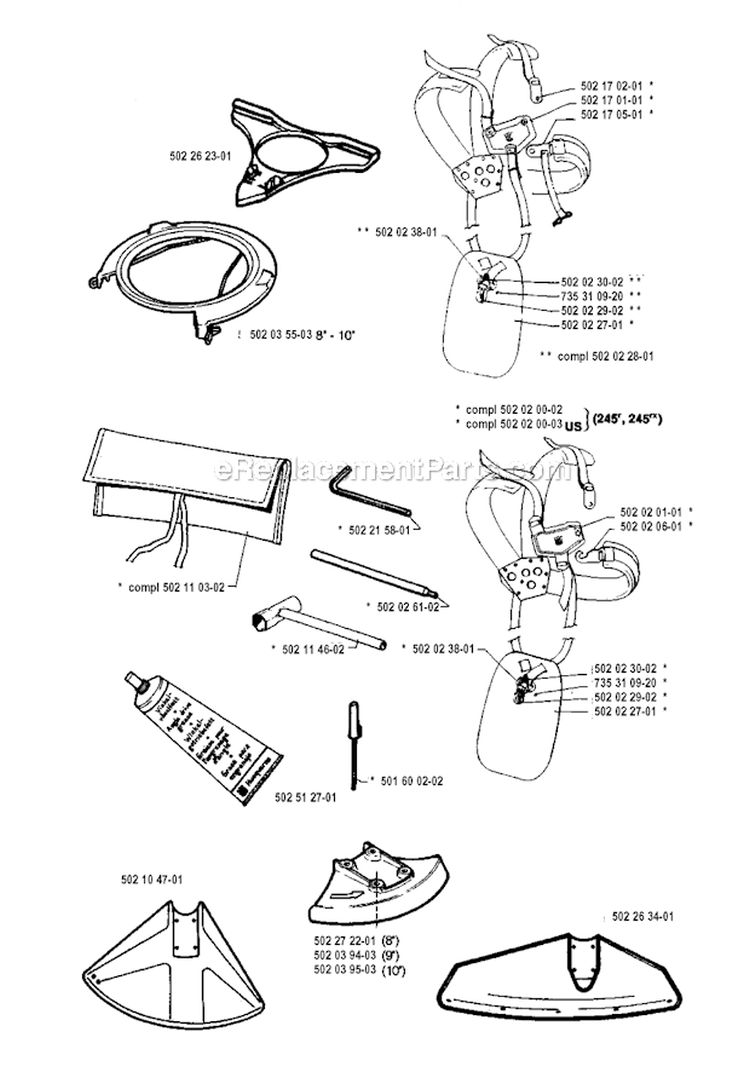 Accessories Diagram and Parts List for 245R 1994-04 Husqvarna Brush Cutter