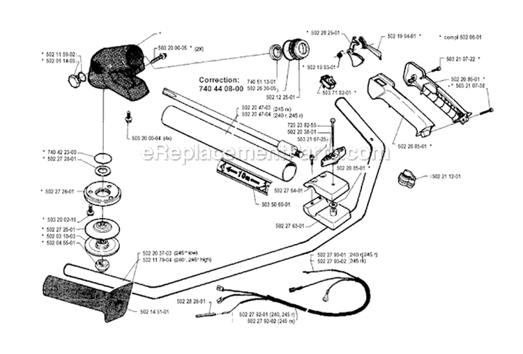 Bevel Gear  Shaft Diagram and Parts List for 245R 1994-04 Husqvarna Brush Cutter