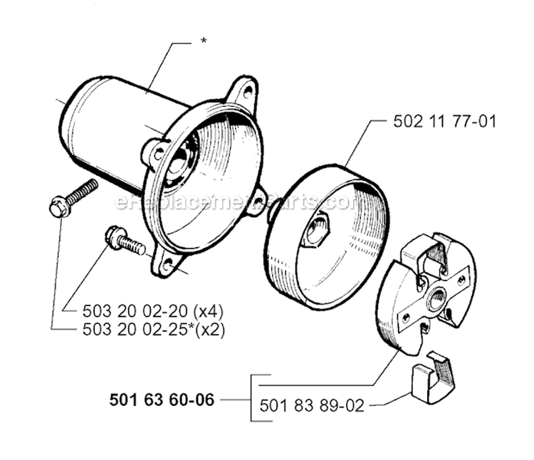 Clutch Diagram and Parts List for 245R 1996-06 Husqvarna Brush Cutter