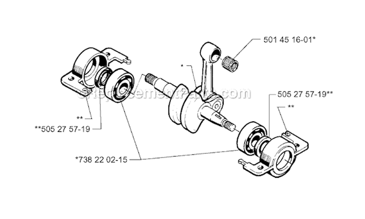 Cranksahft Diagram and Parts List for 245R 1998-10 Husqvarna Brush Cutter