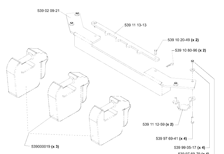 Weight Kit Diagram and Parts List for HCS1372 (539111750)(2005-03) Husqvarna Lawn Tractor Accessories