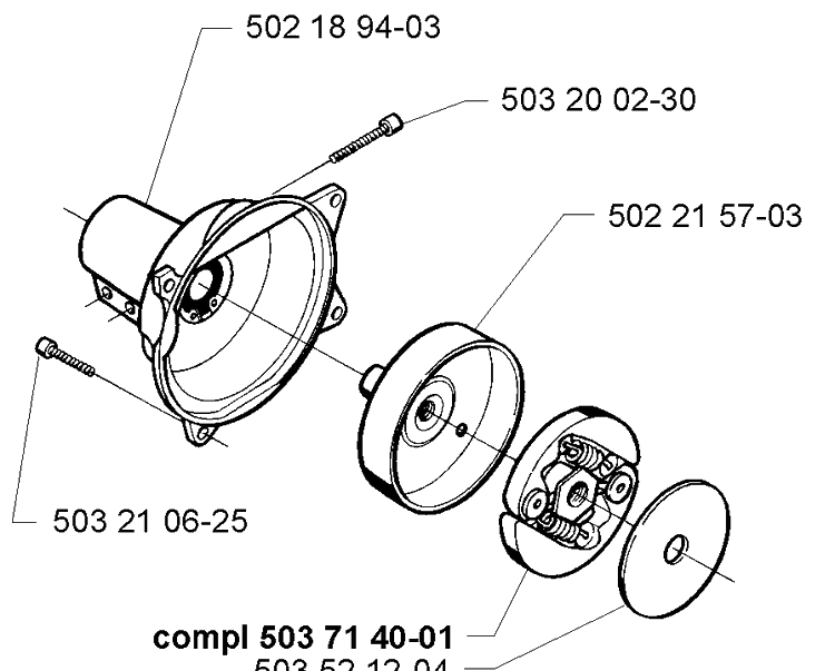 Clutch Assembly Diagram and Parts List for 225 (Lite)(106252061)(1998-12) Husqvarna Trimmer