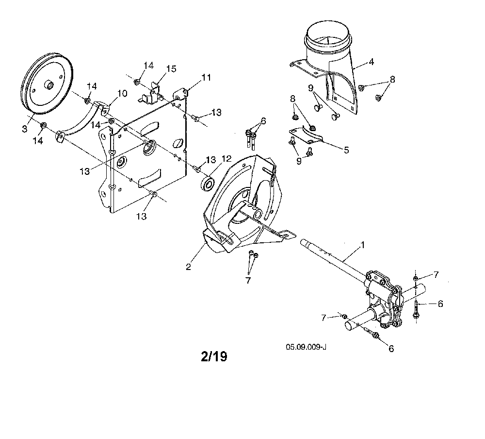 Gearbox auger/impeller steel Diagram and Parts List for 96193009603  Husqvarna Snow Blower