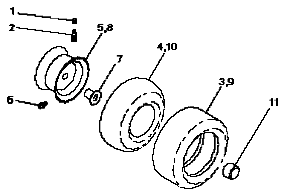 Wheels And Tires Diagram and Parts List for LT125 (954002711-C)(1996-04) Husqvarna Lawn Tractor