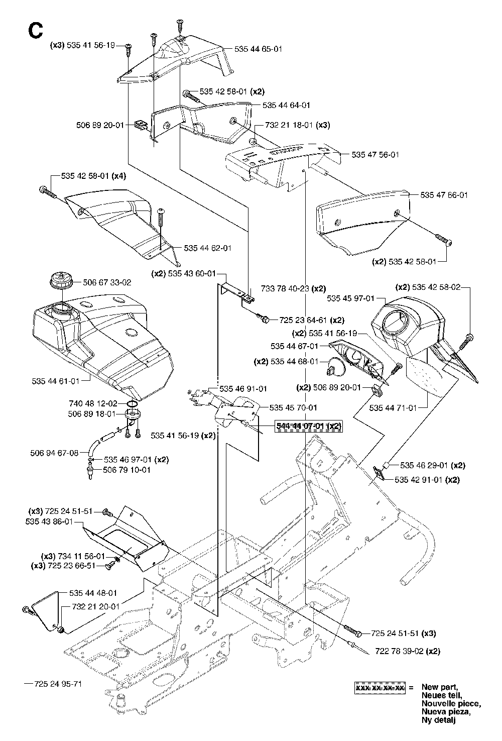 Cover Diagram and Parts List for RIDERPRO18AWD (965095001)(2007-03) Husqvarna Lawn Tractor