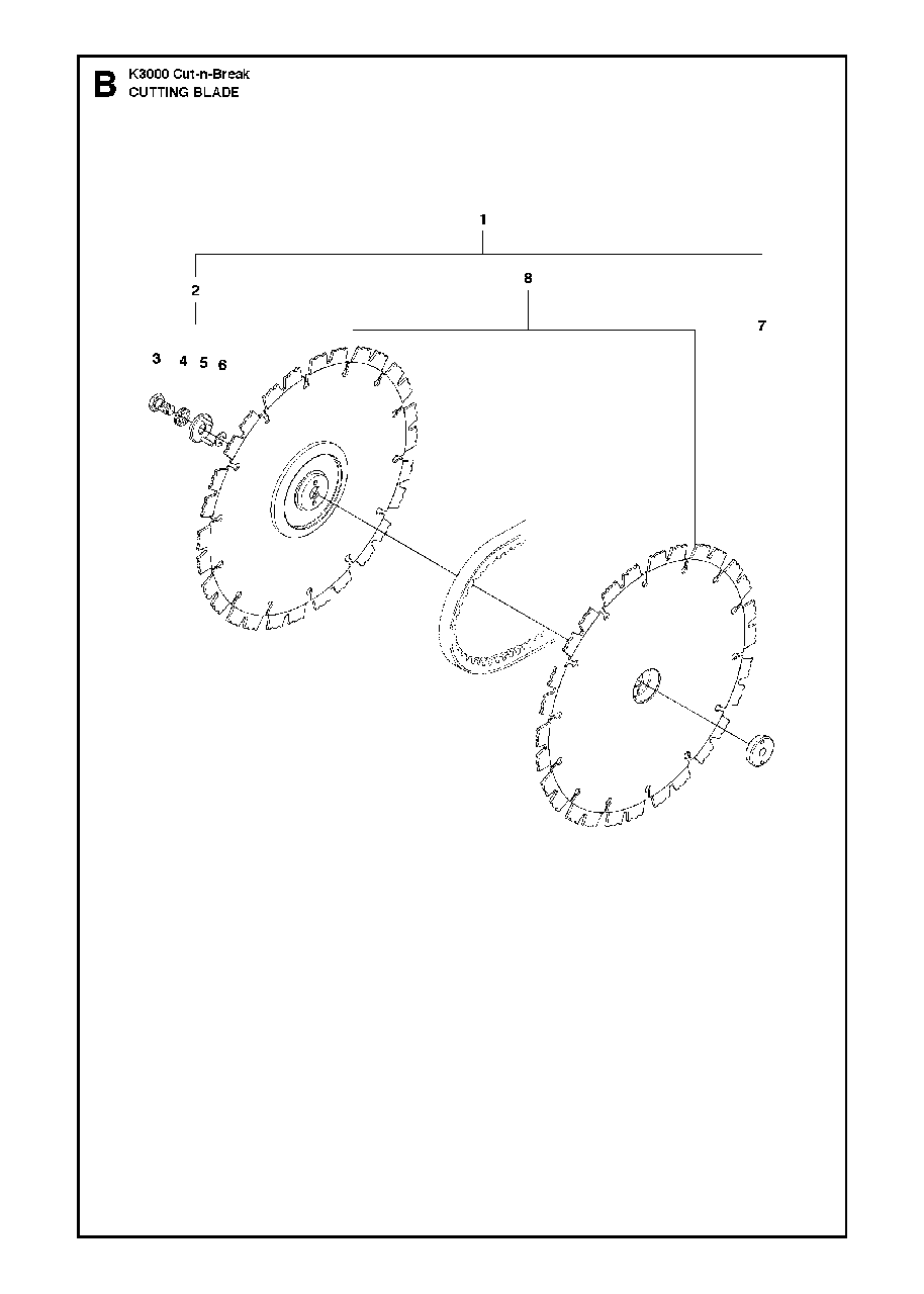 Cutting Blade Diagram and Parts List for K3000CUT-N-BREAK 2009-05 Husqvarna Circular Saw