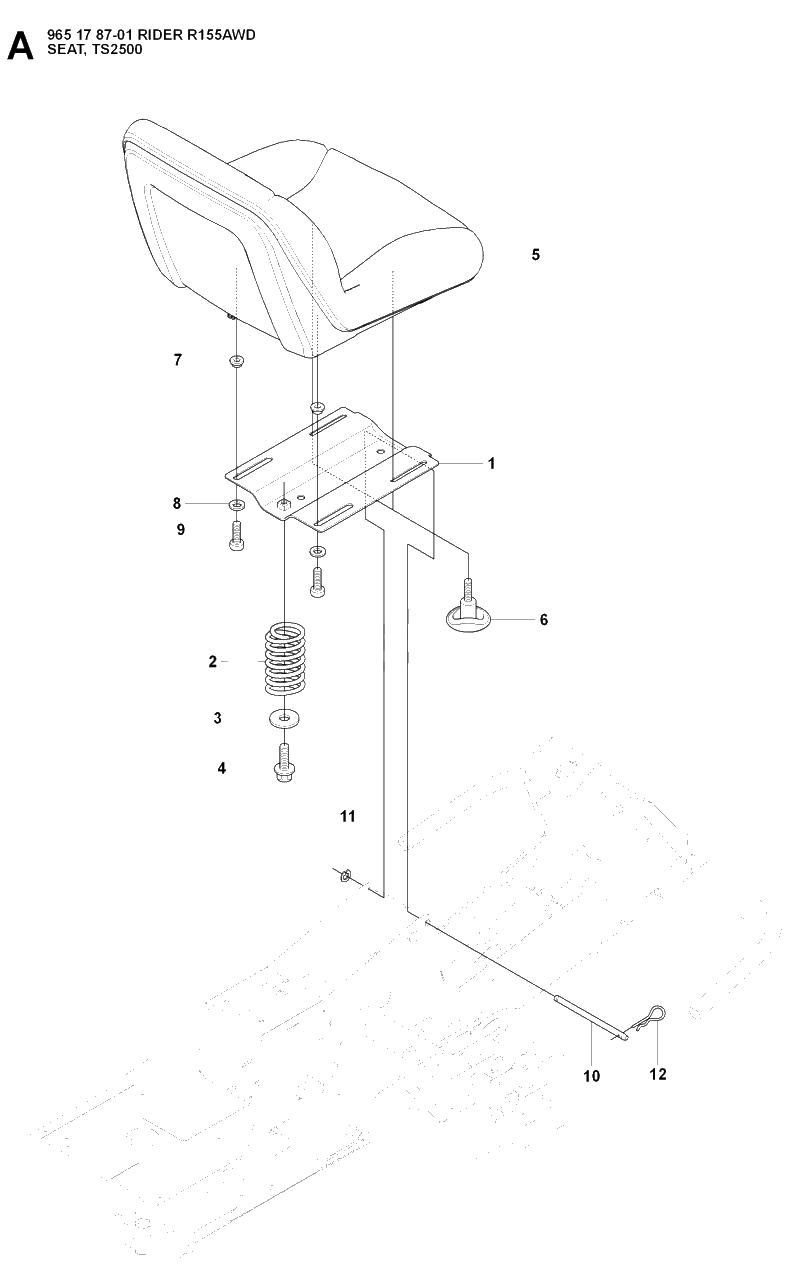 Seat Diagram and Parts List for R155AWD (965178701)(2007-03) Husqvarna Lawn Tractor