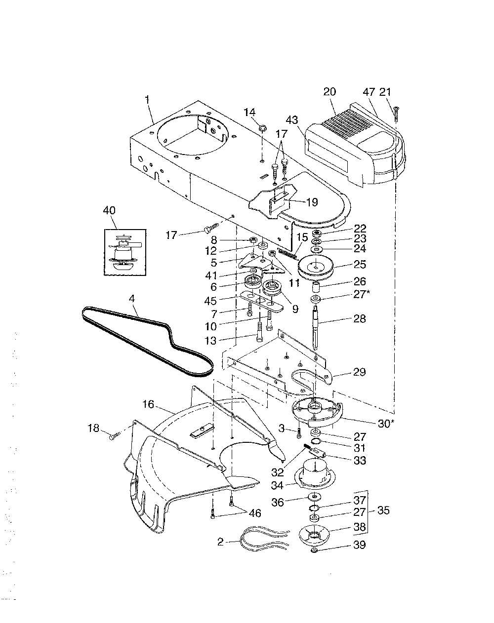 Chassis/deflector/spindle Diagram and Parts List for 96173000501  Husqvarna Trimmer