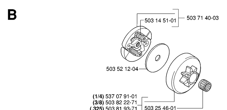 Clutch Diagram and Parts List for 339XP 20063600001-20100600000 Husqvarna Chainsaw