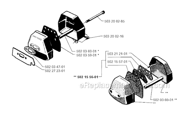 Muffler Diagram and Parts List for 250RX 1995-10 Husqvarna Brush Cutter