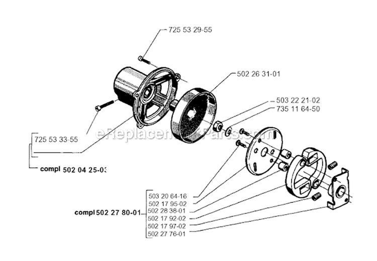 Clutch Diagram and Parts List for 250RX 1995-10 Husqvarna Brush Cutter