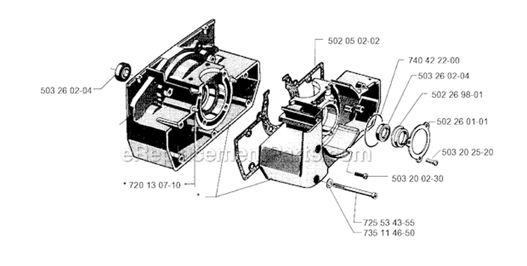 Crankcase Diagram and Parts List for 250RX 1995-10 Husqvarna Brush Cutter