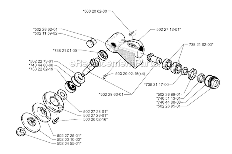 Bevel Gear Diagram and Parts List for 250RX 1997-08 Husqvarna Brush Cutter