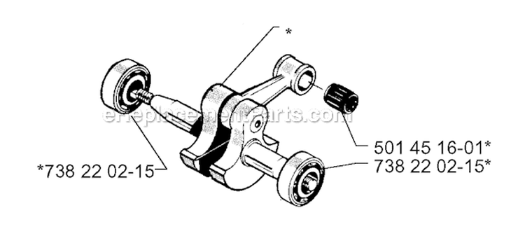 Crankshaft Diagram and Parts List for 250RX 1997-08 Husqvarna Brush Cutter