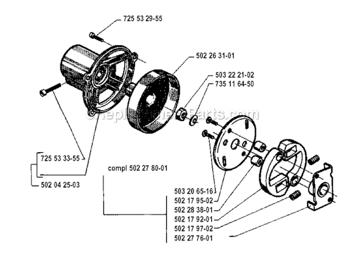 Clutch Diagram and Parts List for 250R 1994-10 Husqvarna Brush Cutter