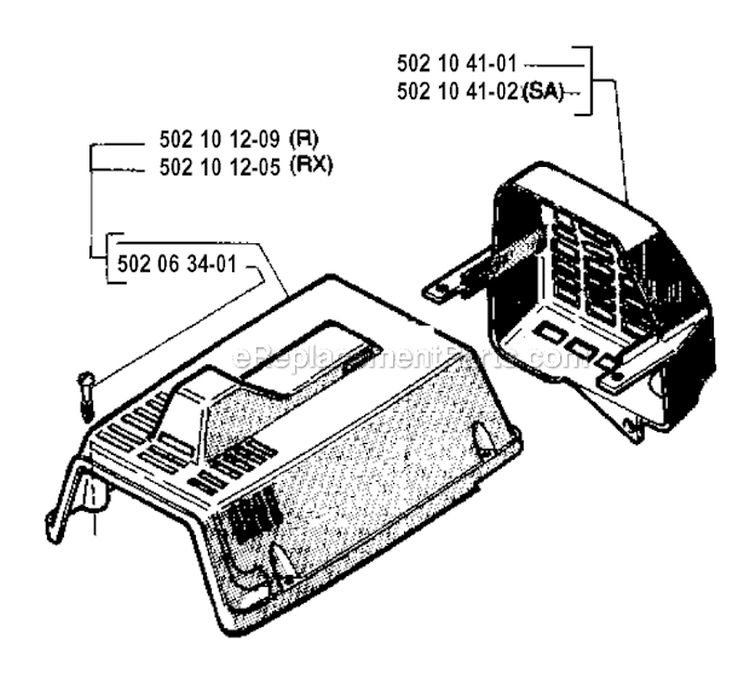 Cylinder Cover Diagram and Parts List for 250R 1994-10 Husqvarna Brush Cutter