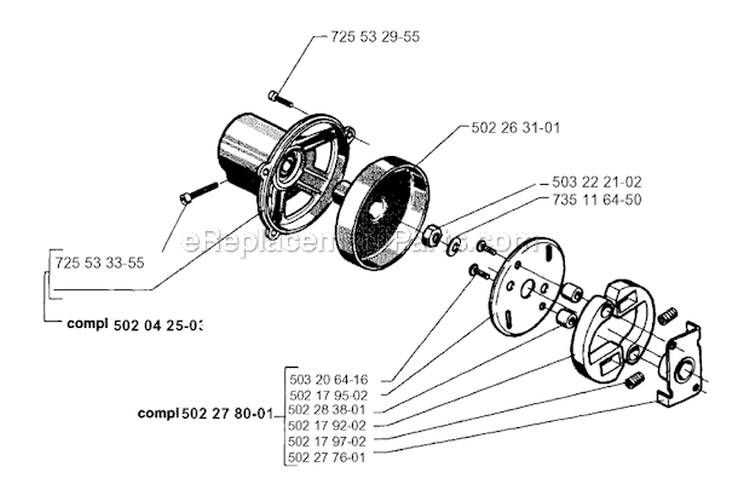 Clutch Diagram and Parts List for 250R 1995-10 Husqvarna Brush Cutter
