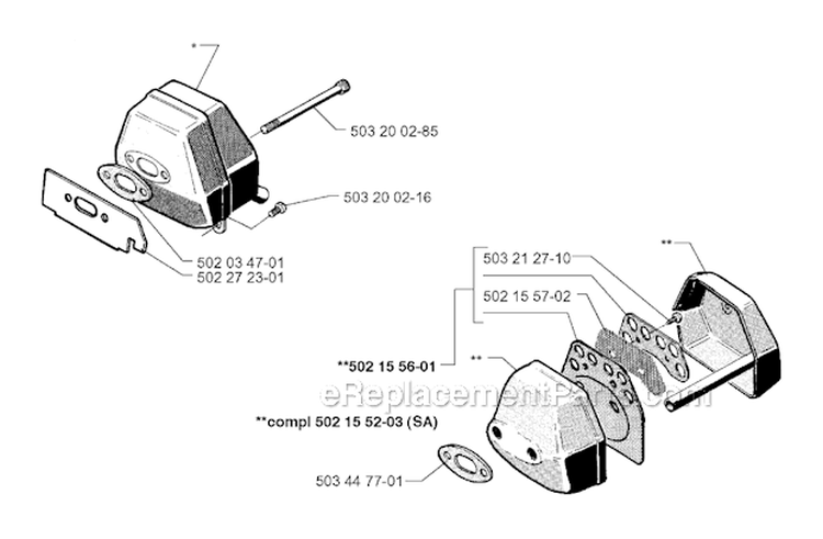 Muffler Diagram and Parts List for 250R 1997-08 Husqvarna Brush Cutter