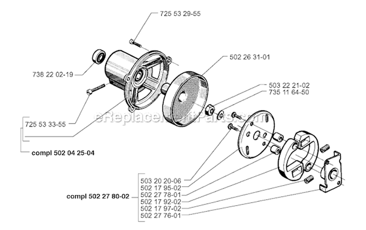 Clutch Diagram and Parts List for 250R 1997-08 Husqvarna Brush Cutter