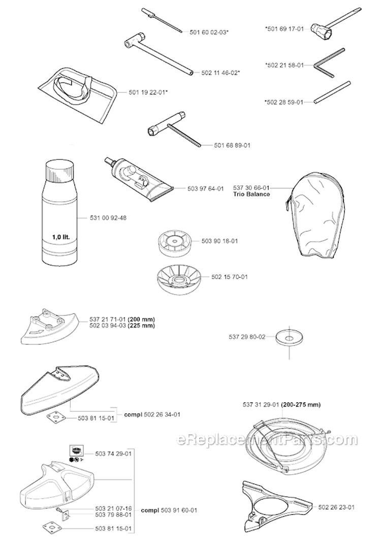 Accessories Diagram and Parts List for 250R 2006-01 Husqvarna Brush Cutter