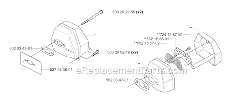 Muffler Diagram and Parts List for 250R 2006-01 Husqvarna Brush Cutter