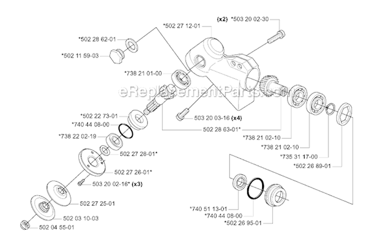 Bevel Gear Diagram and Parts List for 250R 2006-01 Husqvarna Brush Cutter