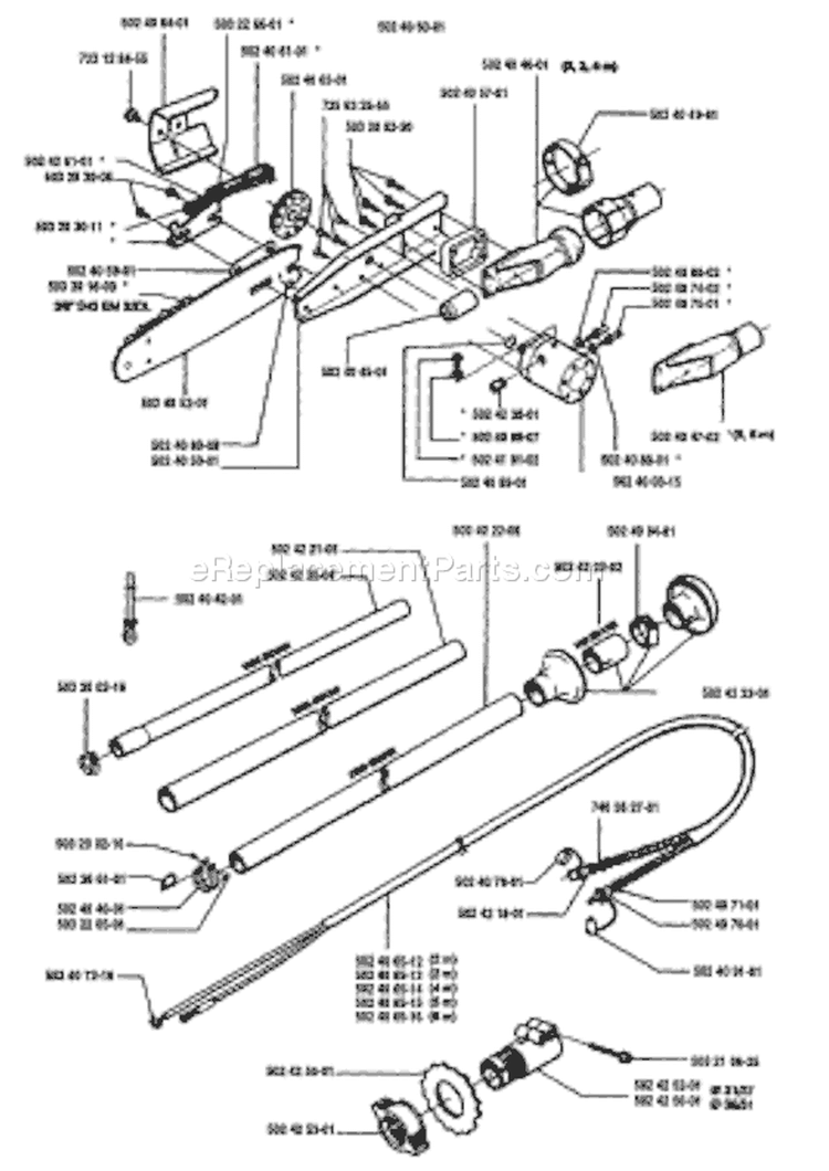 Page D Diagram and Parts List for 250PS 250 PS 1994-02 Husqvarna Pole Saw