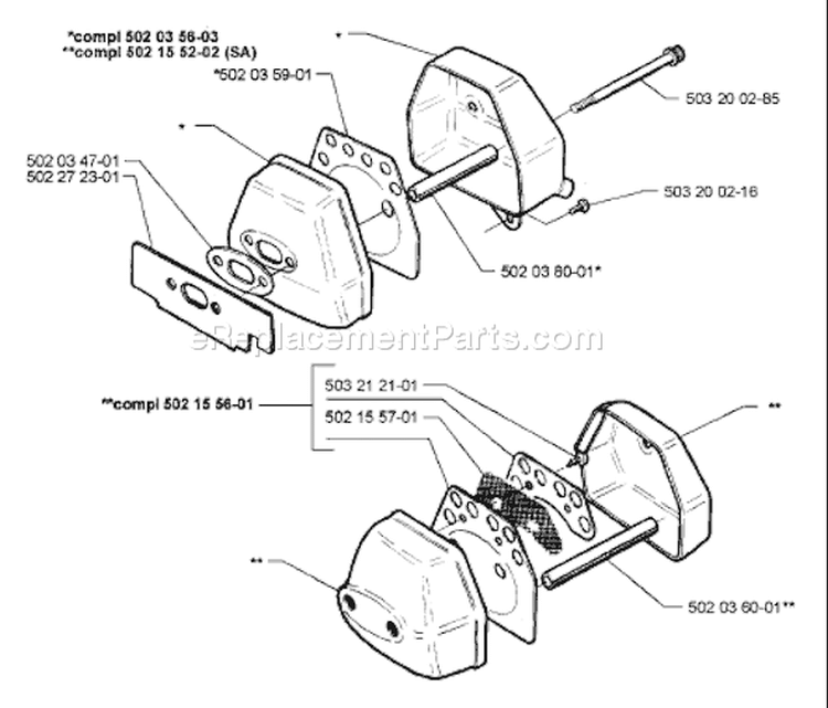 Page J Diagram and Parts List for 250PS 250 PS 1996-02 Husqvarna Pole Saw