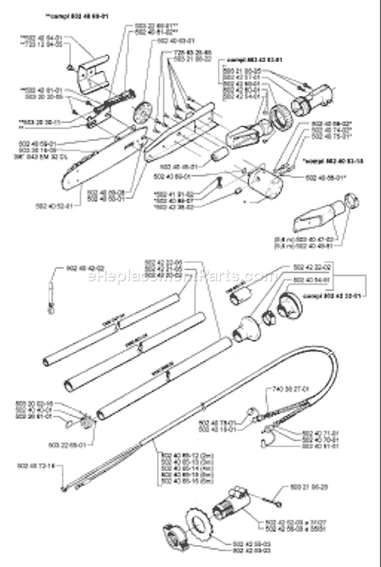 Page P Diagram and Parts List for 250PS 250 PS 1996-02 Husqvarna Pole Saw