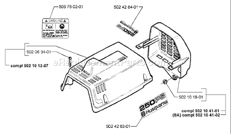 Page Q Diagram and Parts List for 250PS 250 PS 1996-02 Husqvarna Pole Saw