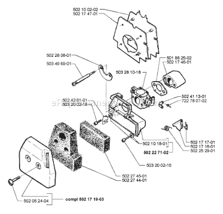 Page B Diagram and Parts List for 250PS 250 PS 1996-02 Husqvarna Pole Saw