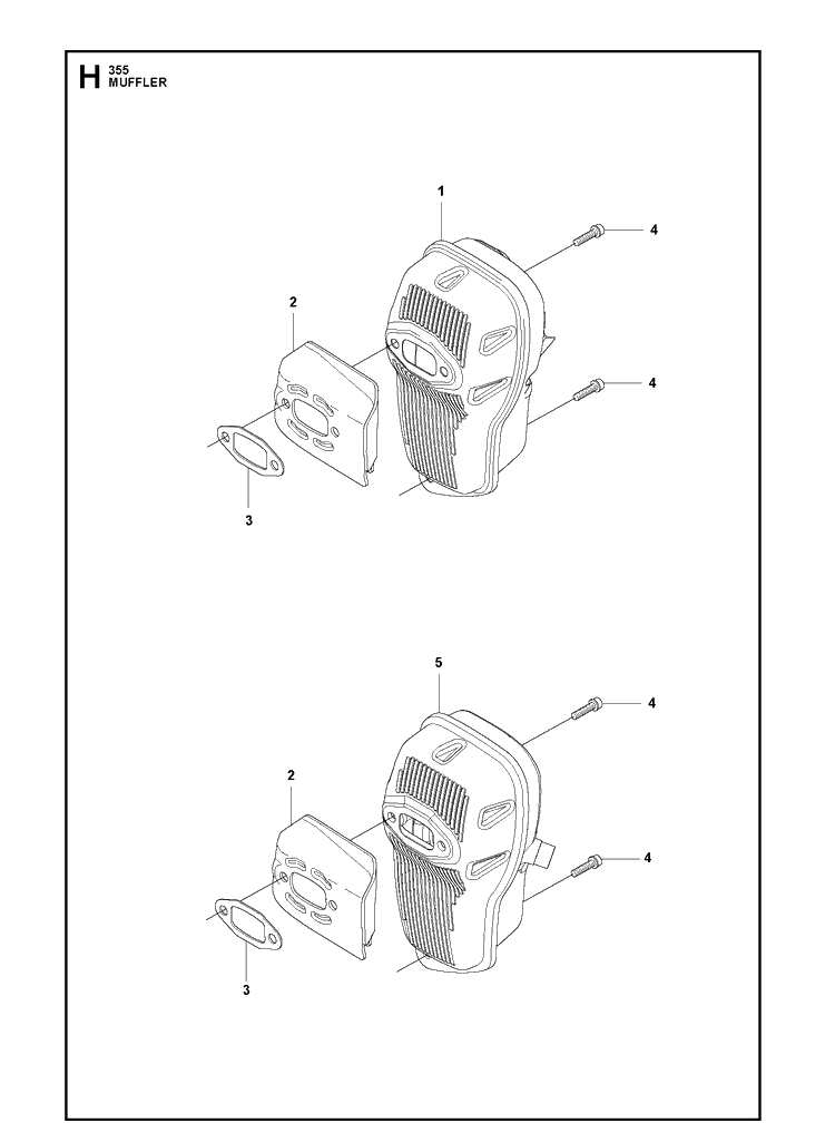 Muffler Diagram and Parts List for 355FXT  Husqvarna Brush Cutter
