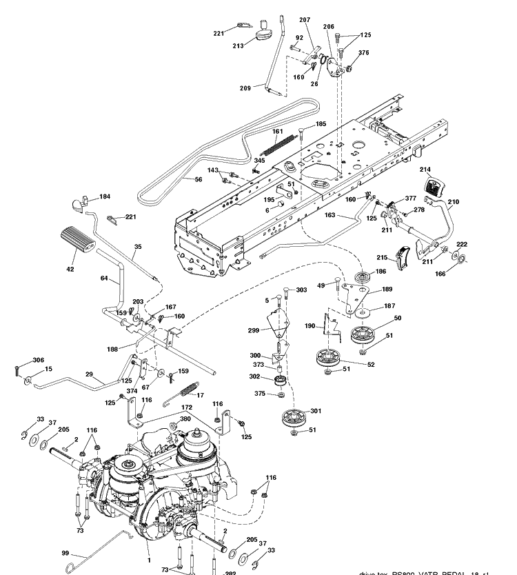 Drive Diagram and Parts List for YTA19K42 (96048006801)(2016-12) Husqvarna Lawn Tractor