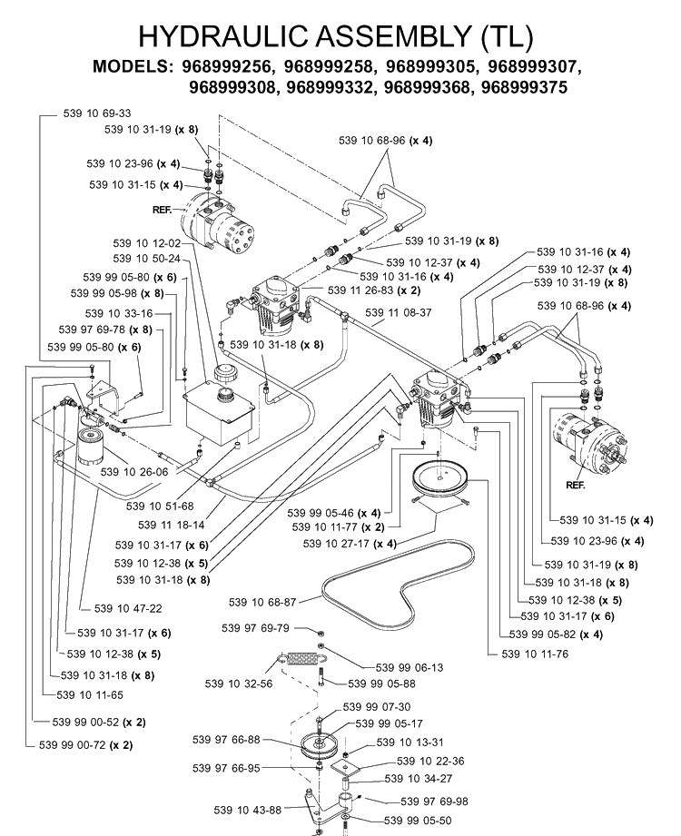 Hydraulic Pump - Motor Diagram and Parts List for IZ5223 (968999258)(2005-12) Husqvarna Lawn Mower