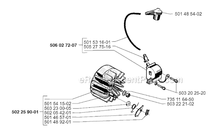 Ignition System Diagram and Parts List for 252RX 1997-08 Husqvarna Brush Cutter