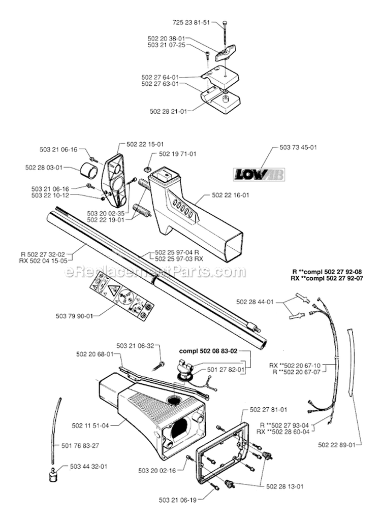 Shaft Diagram and Parts List for 252RX 1997-08 Husqvarna Brush Cutter