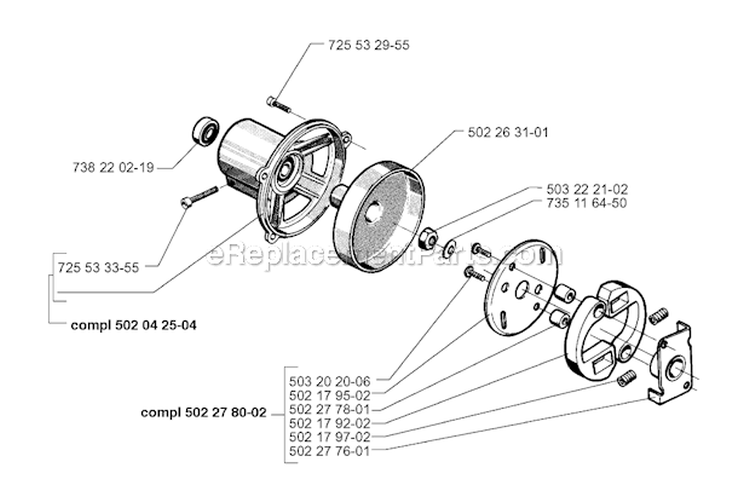 Clutch Diagram and Parts List for 252RX 1997-08 Husqvarna Brush Cutter