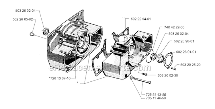 Crankcase Diagram and Parts List for 252RX 1997-08 Husqvarna Brush Cutter