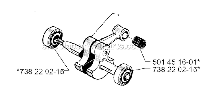 Crankshaft Diagram and Parts List for 252RX 1997-08 Husqvarna Brush Cutter