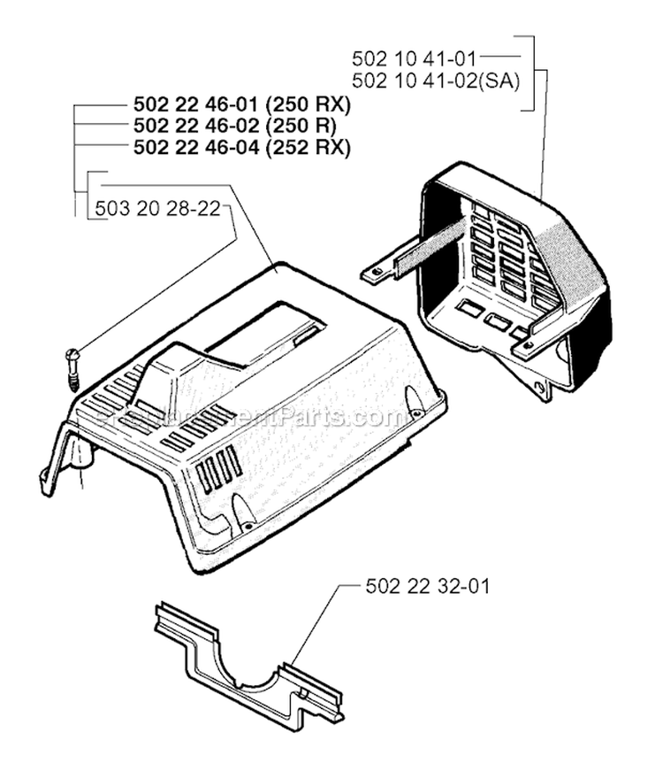 Cylinder Cover Diagram and Parts List for 252RX 1997-08 Husqvarna Brush Cutter